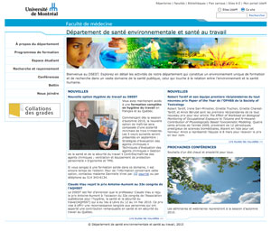 Site Web du département de santé environnementale et santé au travail